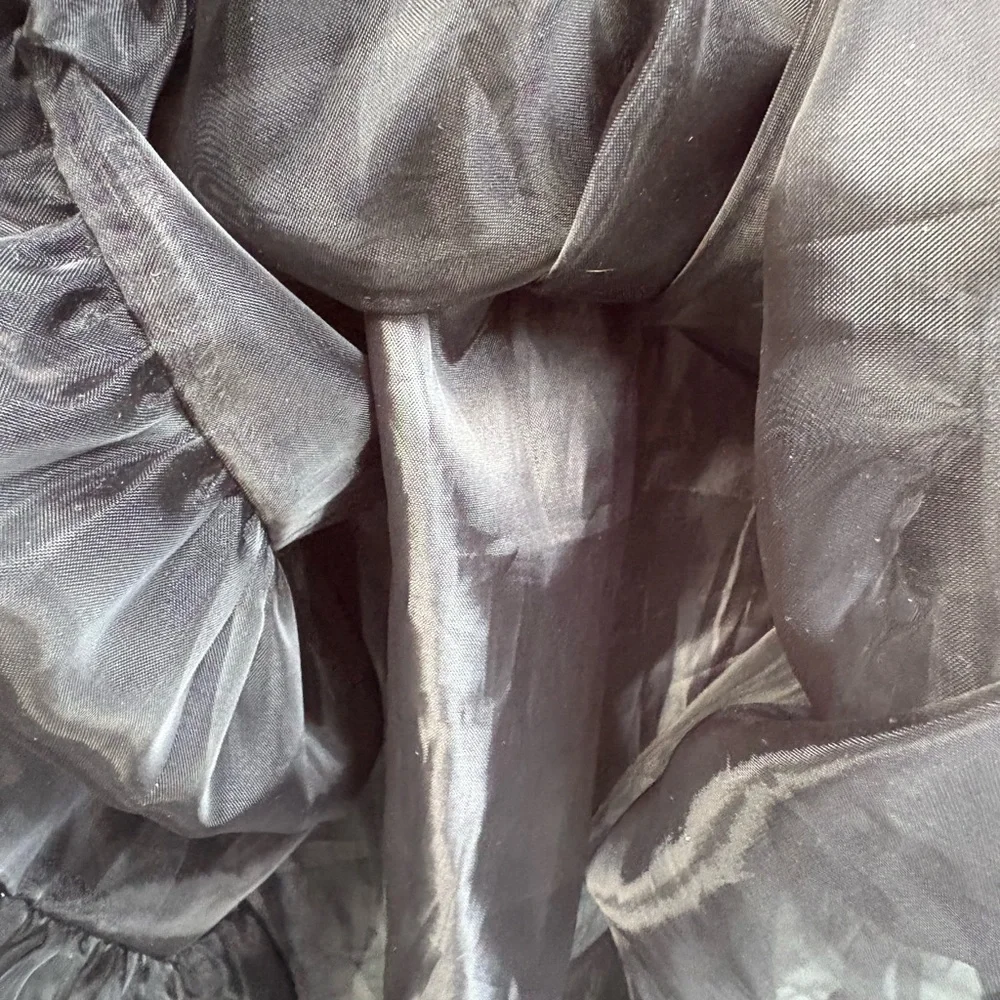 Organza Black Ruffled Nylon Double Layer Petticoat Skirt - Picture 7 of 8